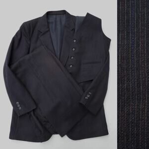 Vintage Don Robbie 3 pc Suit Gray Stripe Gentleman Jacket Vest 43L Pants 38x30